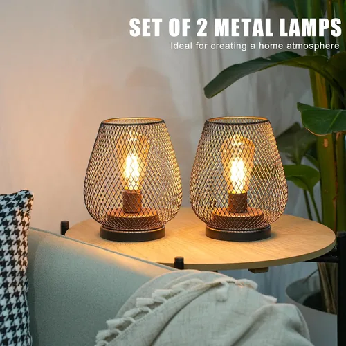 Vista 6 de JHY DESIGN Juego de 2 faroles LED de jaula de metal alimentados por batería, luz de acento inalámbrica con LED y temporizador de 6 horas, ideal