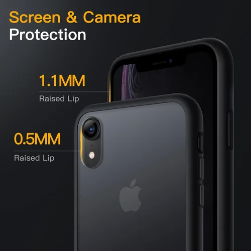 Vista 5 de JETech Funda mate para iPhone XR de 6.1 pulgadas, a prueba de golpes, protección contra caídas de grado militar, cubierta trasera translúcida