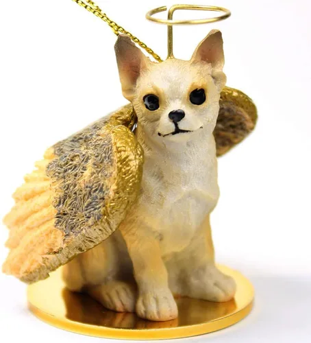 Vista 42 de Conversation Concepts Adorno navideño: Chihuahua, pelo largo 19-Dorado
