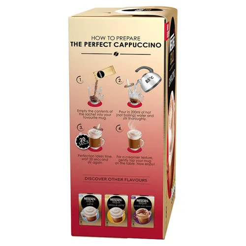 Vista 4 de NESCAFÉ Gold Cappuccino Original, 8 sobres, 4.80 oz (paquete de 6, total 48 bolsitas)