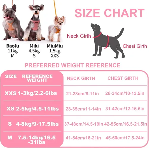 Vista 5 de Puppytie XXS - Arnés y correa para cachorro, rosa brillante, XXS (2.2–6 libras) Puppy Harness for Small Dogs, Designer Extra Small Dog Harness