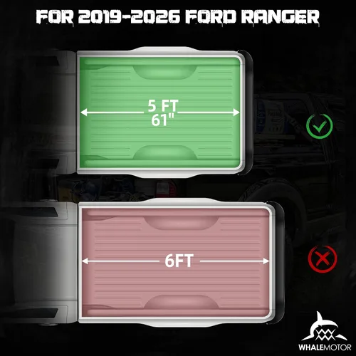 Vista 9 de Funda para tonneau de camioneta compatible con Ford Ranger 2019 2020 2021 2022 2023 5 pies de caja corta, estilo plegable suave (triple pliegue)