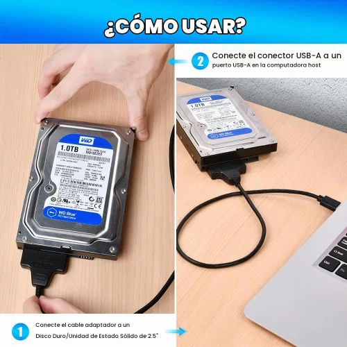 Vista 5 de Ainiv Cable adaptador USB 3.0 a SATA para unidades SSD HDD de 2,5