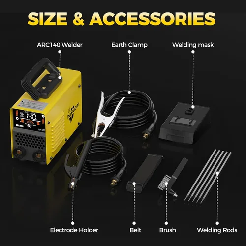 Vista 7 de HAXIAOER Soldador de palo 140A 2 en 1 MMA Lift TIG Soldador con pantalla LCD inteligente digital, máquina de soldadura portátil con fuerza de arco