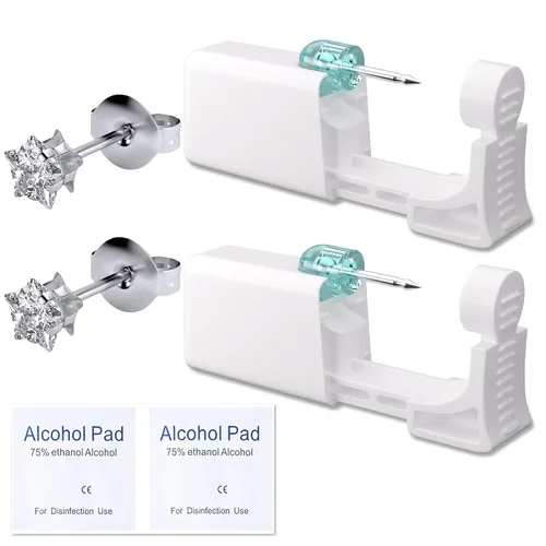 Vista 20 de Kit de perforación de orejas YINPAD - Pistola de perforación desechable cargada previamente con clavos de diferentes estilos de 5MM, kit