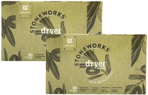 Vista 12 de Grab Green Stoneworks - Hojas compostables para secadora, aroma de rama de abedul, 80 unidades, suavizante de ropa a base de plantas y minerales que