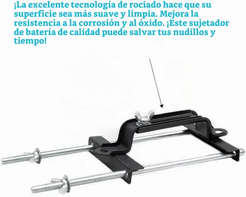 Vista 5 de Soporte de batería ajustable premium para bandeja, barra transversal de batería ajustable universal con perno en J, apto para coche SUV, buen