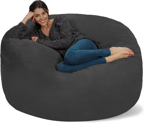 Vista 9 de Chill Sack Puf - Sillón gigante de espuma viscoelástica de 5 pies, sofá grande con funda de microfibra suave, color marrón