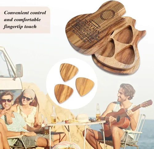 Vista 8 de Albertband Regalos personalizados para padres, soporte de púas de guitarra de madera, fotos de guitarra con estuche, púas de guitarra fina, 3