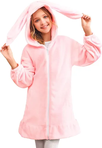 Vista 2 de Batermoon Sudaderas con capucha y orejas de conejito para niñas con cremallera de anime, abrigos de gran