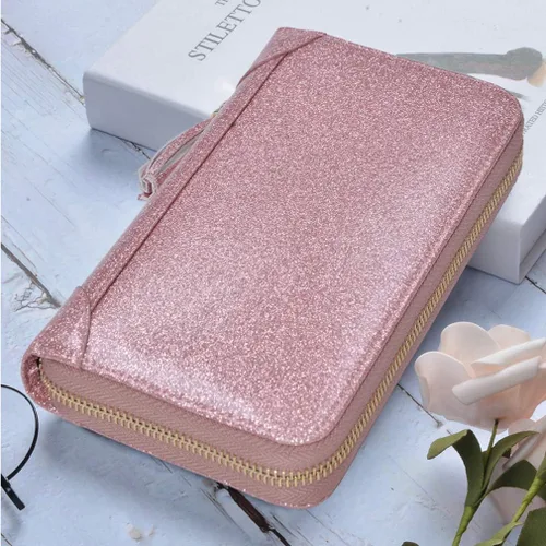 Vista 2 de Easyoulife - Monedero de cuero con cremallera, billetera portatarjetas para mujer, bloqueo RFID