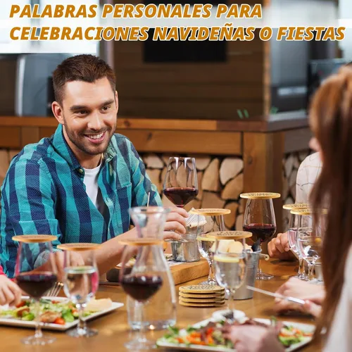Vista 5 de Tessco para ti 16 piezas de cubiertas para copas de vino divertidas de madera para bebidas de charcutería para mantener fuera a los insectos