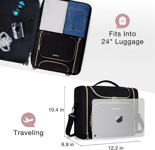 Vista 6 de BAGSMART - Estuche de viaje para artículos de aseo personal para mujeres, neceser impermeable para cosméticos y maquillaje, organizador de viaje
