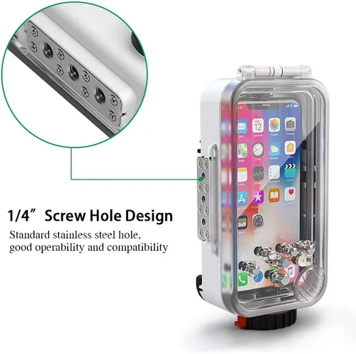 Vista 5 de Funda impermeable para iPhone X/XS 60M/195FT Anillo O submarino Cubierta completa sellada a prueba de nieve a prueba de golpes a prueba de suciedad