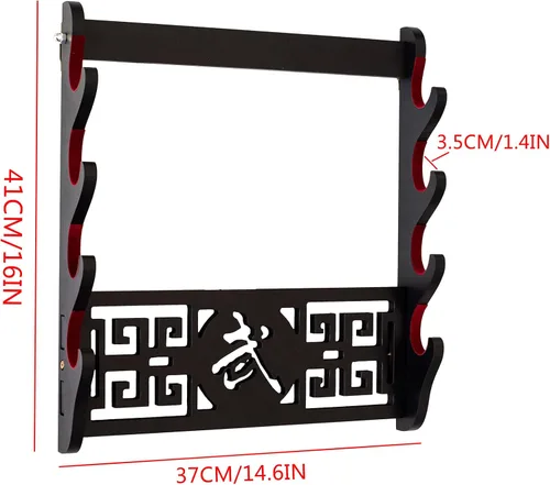Vista 2 de Samurai - Soporte de pared para espada, soporte de 4 niveles para armas de artes marciales, soporte de exhibición de protección de vellón, Katana