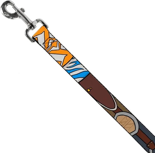 Vista 2 de Buckle-Down Star Wars Correa para mascotas, correa para perro, elementos limitadores de Star Wars The Clone Wars Ahsoka Tano, 4 pies de largo 1.0