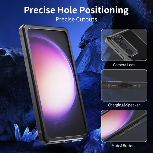 Vista 5 de Funda de fibra de carbono de lujo con funda de aluminio para Samsung Galaxy S22+ Plus, funda protectora militar a prueba de golpes con protector