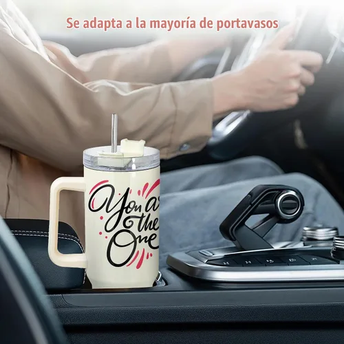 Vista 6 de AGH Vaso de sublimación de 40 onzas con asa y pajita, paquete de 4 vasos aislados de acero inoxidable, botellas de agua, vasos de viaje