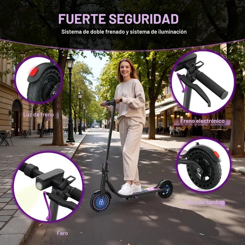 Vista 3 de Aovowheel Scooter eléctrico para adultos, plegable E Scooter Conmuting Púrpura-negro