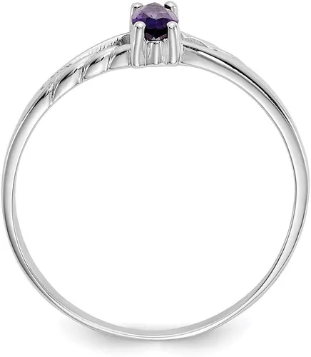 Vista 2 de Anillo con piedra natal de febrero de amatista en oro blanco de 14 k