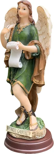 Vista 2 de Figura de estatua de arcángel Gabriel de 8.5 pulgadas, ángel religioso, blanco