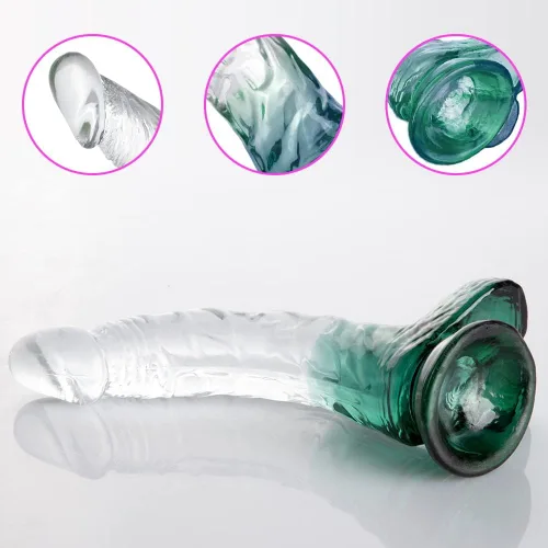 Vista 2 de FST Consolador realista de eje curvado, estimulación del punto G, pene con fuertes testículos de succión y diseño de venas para estimulación sexual
