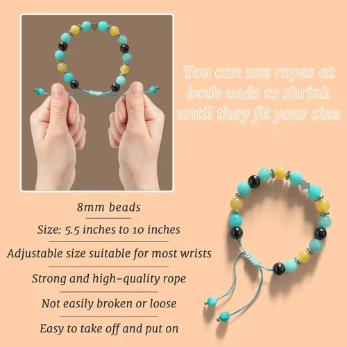 Vista 6 de Natural Stone Heart Bracelet, Birthday Gifts for Girls Her Sister Best Friend Granddaughter Niece Daughter Teens