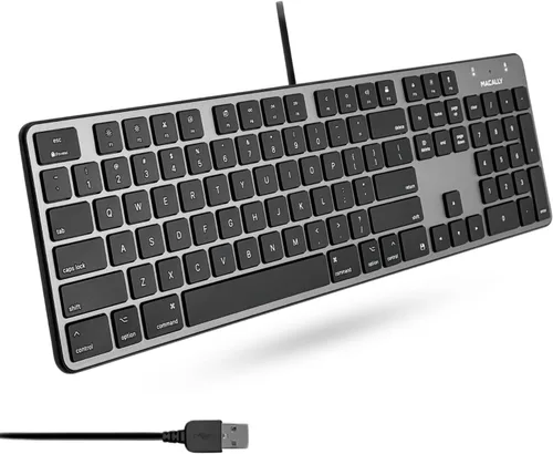 Vista 8 de Macally Teclado USB ultradelgado con cable con teclado numérico para Apple Mac Pro, MacBook Pro/Air, iMac, Mac Mini, computadoras portátiles