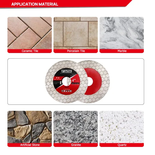 Vista 6 de DT-DIATOOL Disco de corte de azulejos de hoja de sierra de diamante de 4 pulgadas para amoladora angular de eje de 7/8 "- 5/8" para cortar