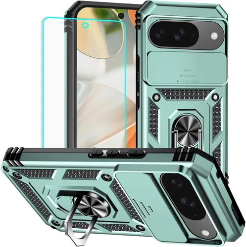 Vista 14 de HNHYGETE Funda para Pixel 6a con protector de pantalla HD, soporte giratorio de grado militar de 360° (resistente) a prueba de golpes para Google