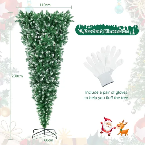 Vista 8 de DREAMADE Árbol de Navidad artificial de 7.5 pies con 1100 puntas de ramas de PVC, 400 luces LED, 8 modos de iluminación, fácil montaje, ideal