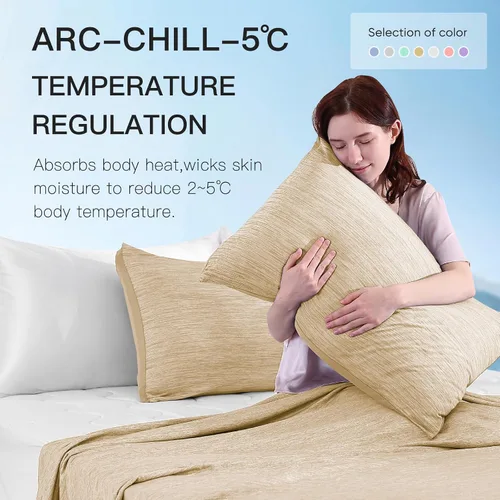 Vista 5 de Marchpower Fundas de almohada refrescantes para personas que duermen con calor, Fundas de almohada japonesas de enfriamiento Arc Chill, juego de 2