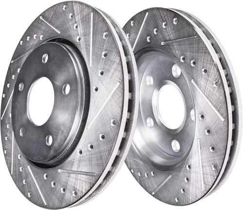 Vista 4 de Detroit Axle - Rotores perforados delanteros de 10.827 in + pinza de freno lateral del pasajero de repuesto para Toyota RAV4 Prius V Lexus HS250H