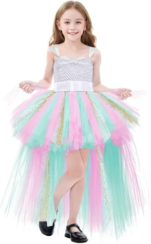 Vista 2 de Vestido tutú para niñas, vestidos de tul, vestido de hada de Halloween para niñas pequeñas, traje de fiesta de cumpleaños, vestido de graduación