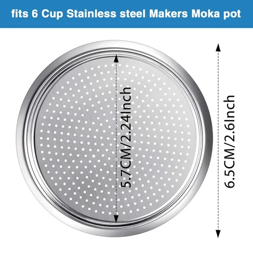 Vista 4 de Moka Express - Kit de embudo de repuesto, 3 paquetes de sellos de junta, 1 embudo de acero inoxidable con 1 filtro inoxidable (6 tazas)