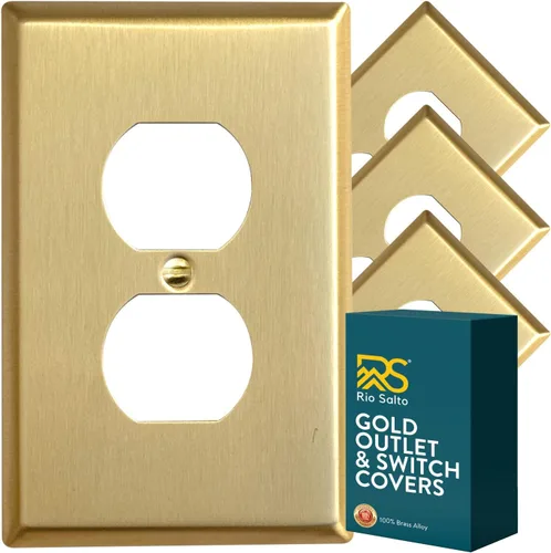 Vista 11 de Rio Salto BRASS Signature Collection MIDSIZE - Placa de pared de metal dorado para interruptor de luz o cubierta de tomacorriente, placa de pared