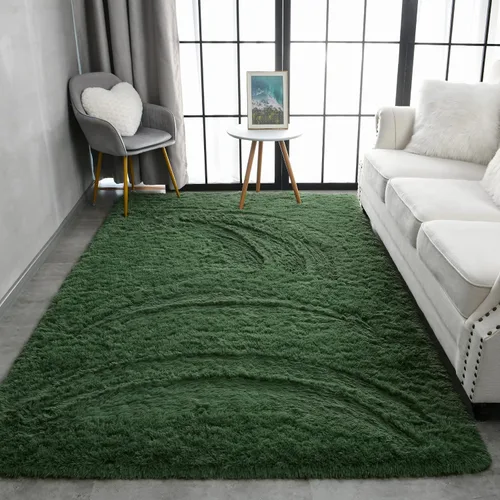 Vista 7 de Pettop Alfombra de Área Esponjosa Verde Profundo para Dormitorio Sala de Estar, 3x5 Pies Alfombras Shaggy de Felpa Super Suaves y Peludas para Niñas