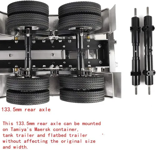 Vista 6 de Eje trasero sin alimentación 5.256 in Eje de metal para 1:14 Tamiya Tractor Remolque RC Crawler Accesorios de coche