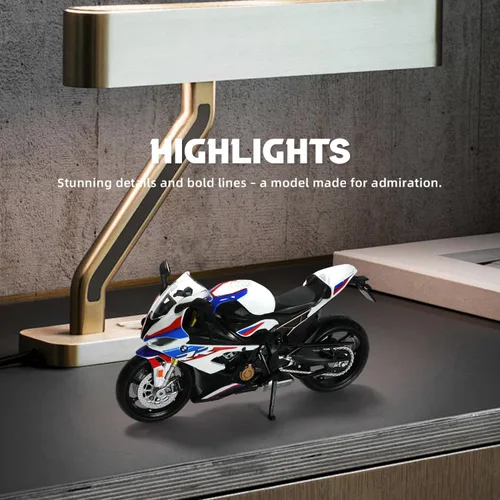 Vista 6 de 1:12 Modelo de motocicleta de juguete compatible con BMW S1000RR blanco MD004-blanco