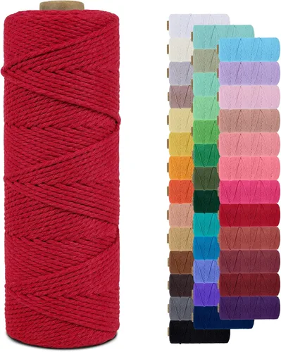 Vista 135 de Cordón de macramé de 0.079 pulgadas, cuerda de algodón natural de 109 yardas, hilo de cuerda de macramé para manualidades, ganchos de pared