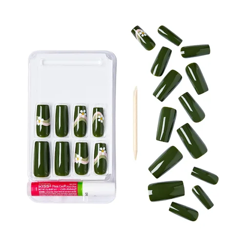 Vista 4 de Gold Finger - Kit de uñas postizas de cobertura completa con pegamento, diseño moderno, gel listo para usar, uñas medianas, largas y extralargas
