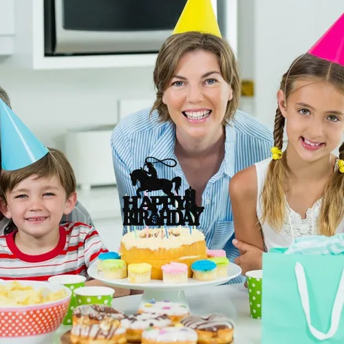 Vista 8 de Decoración para tartas de vaquero: cumpleaños de niños occidentales con purpurina, fiesta temática de vaquero para hombres, baby shower, temática