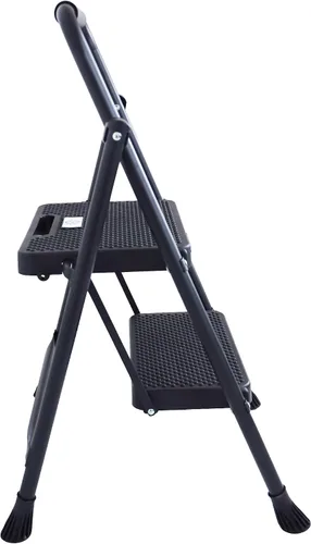Vista 3 de Elevon Taburete plegable con pedal antideslizante ancho, escalera de acero resistente de 330 libras, 2 escalones
