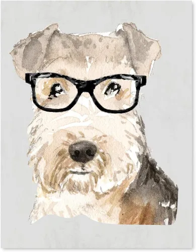 Vista 8 de Andaz Press Póster impreso para pared de perro, 8.5 x 11 pulgadas, Bulldog inglés con gafas negras, 1 paquete, regalo de cumpleaños de Navidad, sin