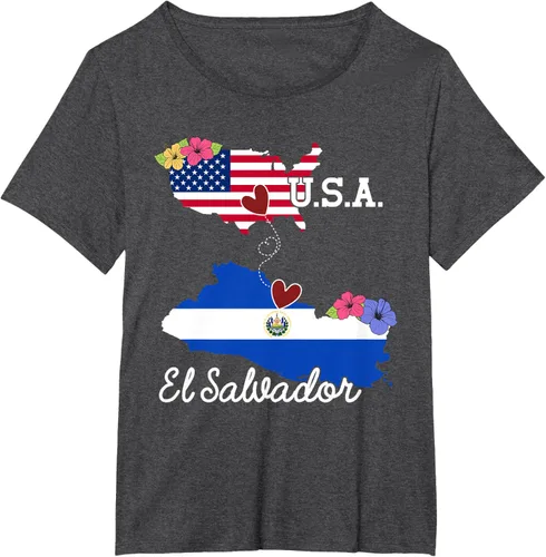 Vista 17 de Camiseta con la bandera salvadoreña de El Salvador de Estados Unidos para mujeres y hombres