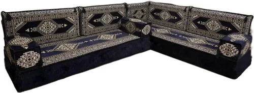 Vista 22 de arabicsofa Juego de asientos Jalsa en forma de L – Majlis árabe hecho a mano con almohadas de respaldo