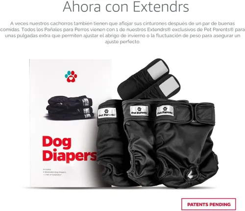 Vista 2 de [Usado] Pet Parents - Pañales lavables para perros (3 unidades), pañales duraderos y de alta calidad para machos y hembras