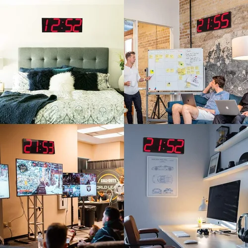 Vista 8 de Goetland Reloj de pared digital de gran tamaño de 18 pulgadas LED moderno pantalla grande temperatura multifuncional control remoto 4 dígitos