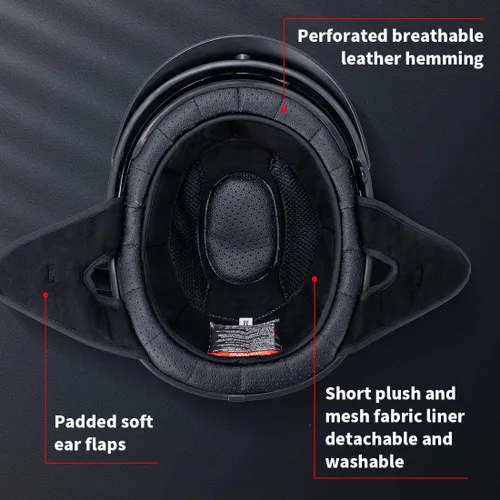 Vista 4 de Casco de media carcasa Myamis para motocicleta para hombres mujeres adultos con certificación DOT de fibra de vidrio con visera, diseño gráfico