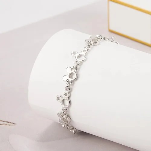 Vista 6 de Pulsera de Mickey de moda para mujer, de plata de ley 925, ajustable, regalo de cumpleaños, para mujeres, esposa, niñas, ella, Plata de ley